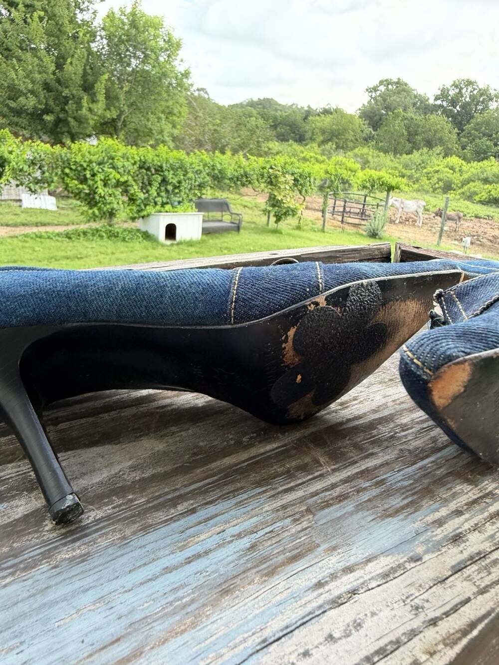 Gianni Bini Vintage Y2K Denim Pointed Toe Stiletto Heels - Picture 6 of 8